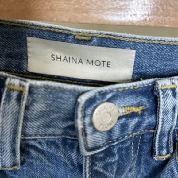 Shaina Mote Essential Jeans Size 2 Crop High Rise Straight Leg Denim Indigo - Picture 4 of 6